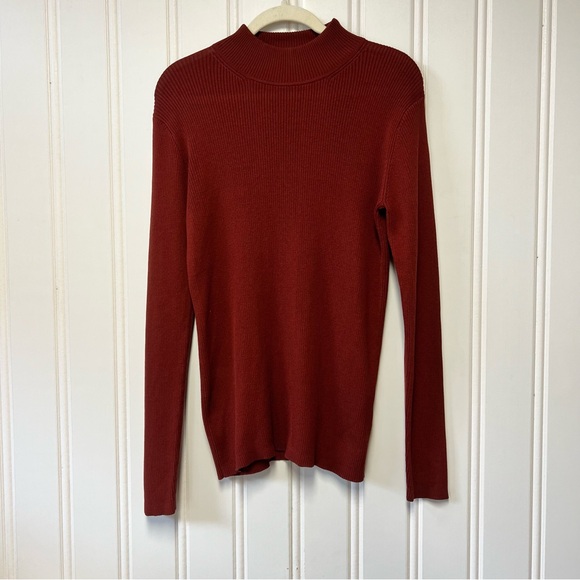 Pendleton Other - Pendleton Sweater XL Silk Cotton Ribbed Mock Neck Rust Long Sleeve Pullover